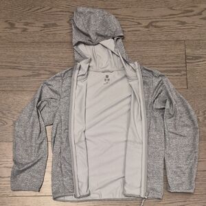 Uniqlo Uv Protection Light Gray Hooded Zip-Up Jacket Size 7-8